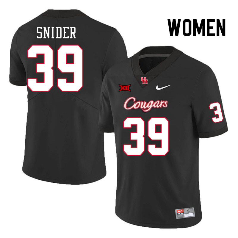 Women #39 Sergio Snider Houston Cougars College Football Jerseys Stitched Sale-Black